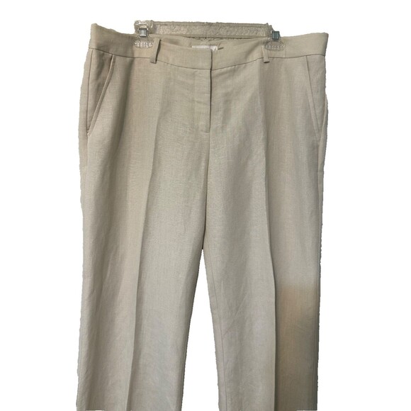 Calvin Klein Womens High Rise Minimalist Wide Leg Whitney Pant Beige Size 14 NWT - Picture 2 of 14